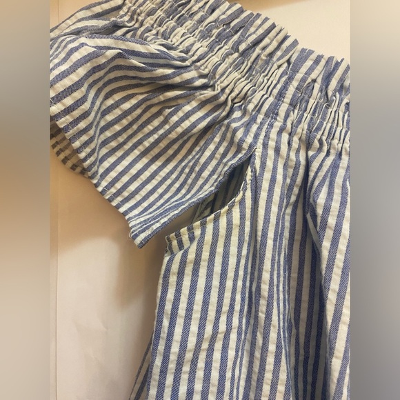 Zara Basic Off Shoulder Blue and White Stripe Dress with Pockets Size XS - Picture 2 of 8